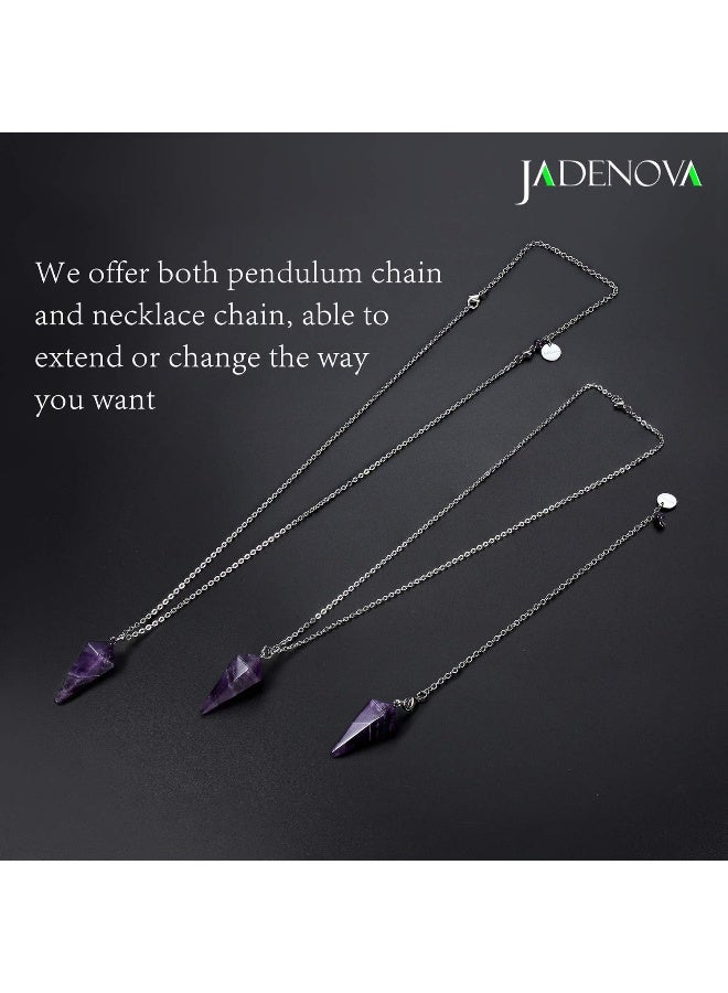 JADENOVA Natural Amethyst Pendulum Gemstone Pendant Conical Necklace Energy Healing Crystal Pendulum Necklace - Image 3